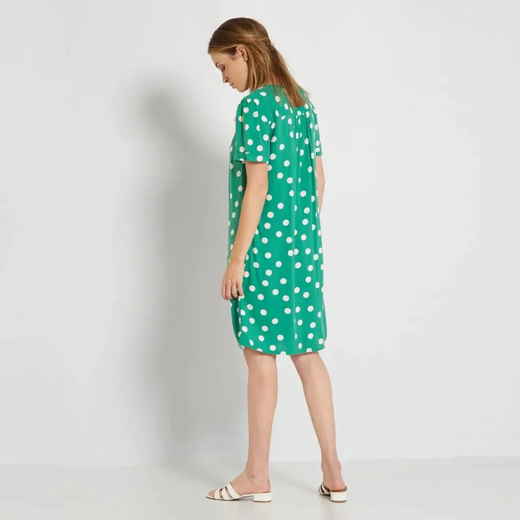 پیراهن آستین کوتاه خالدار سبز کیابی KIABI