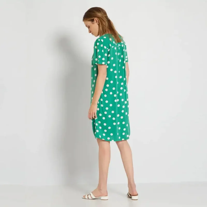 پیراهن آستین کوتاه خالدار سبز کیابی KIABI