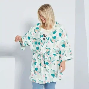 رویه تونیک گلدار سفید کیابی KIABI