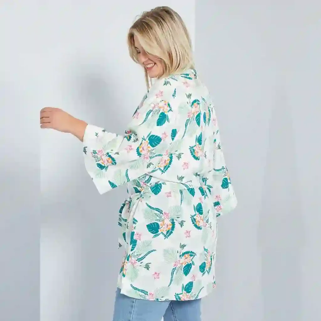 رویه تونیک گلدار سفید کیابی KIABI