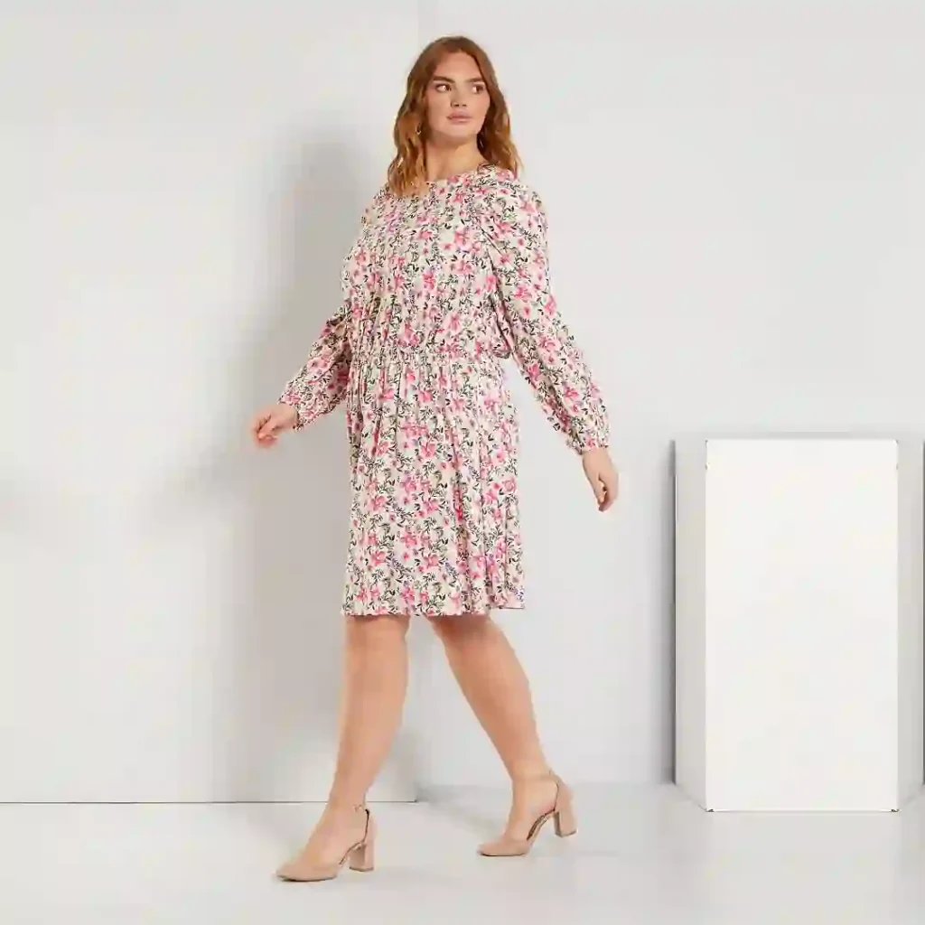 پیراهن ویسکوز گلدار سفید کیابی KIABI