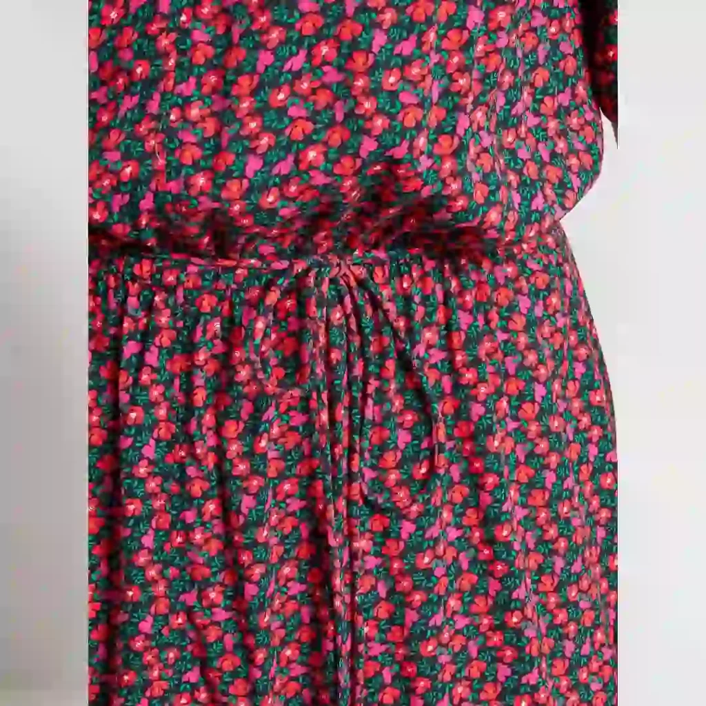 پیراهن نخی گلدار قرمز کیابی KIABI