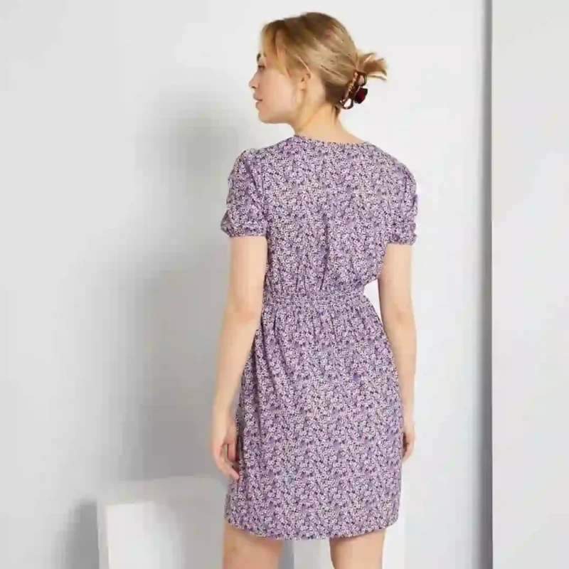 پیراهن کرپ گلدار بنفش کیابی KIABI