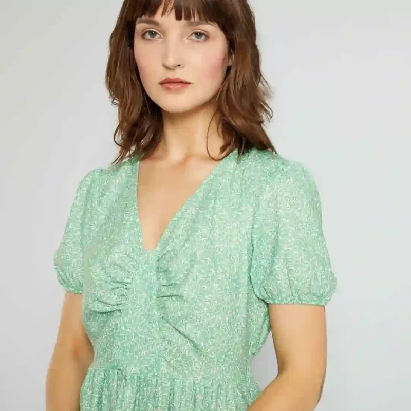 پیراهن کرپ گلدار سبز کیابی KIABI