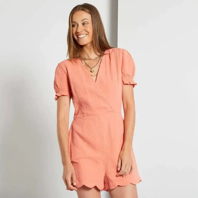 جامپسویت سرهمی رامپر نخی پشت باز نارنجی کیابی KIABI