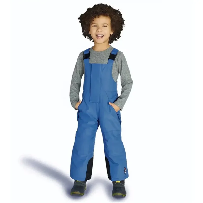 شلوار اسکی پیشبنددار بچگانه دو لایه الیاف دار بالاتنه پلار آبی کریویت CRIVIT