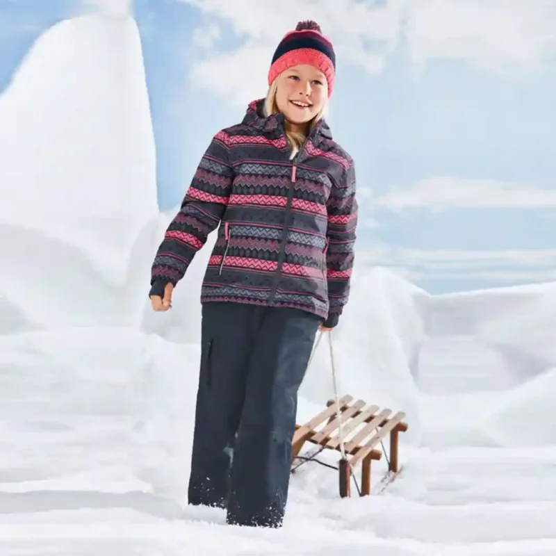 شلوار اسکی دوبند بچگانه دولایه الیاف دار کمر پلار سورمه ای کریویت CRIVIT