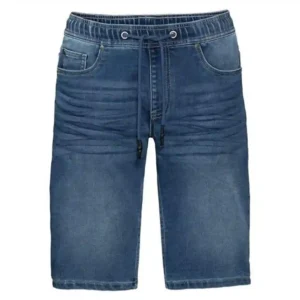 شلوارک مردانه جین کمرکش بندی آبی تیره لیورجی LIVERGY