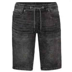 شلوارک مردانه جین کمرکش بندی زغالی لیورجی LIVERGY