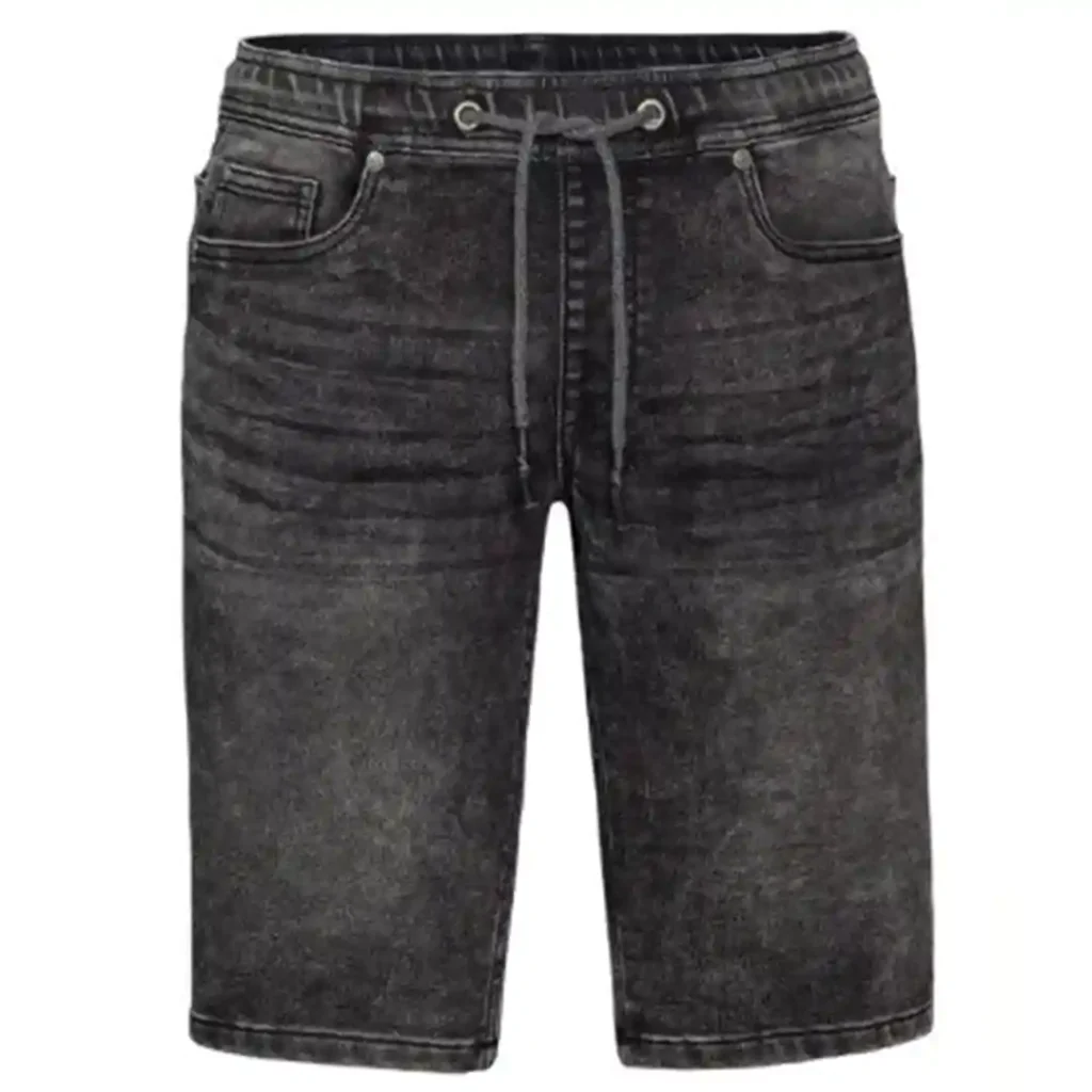 شلوارک مردانه جین کمرکش بندی زغالی لیورجی LIVERGY