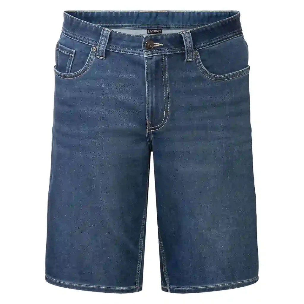 شلوارک مردانه جین کشی سورمه ای لیورجی LIVERGY