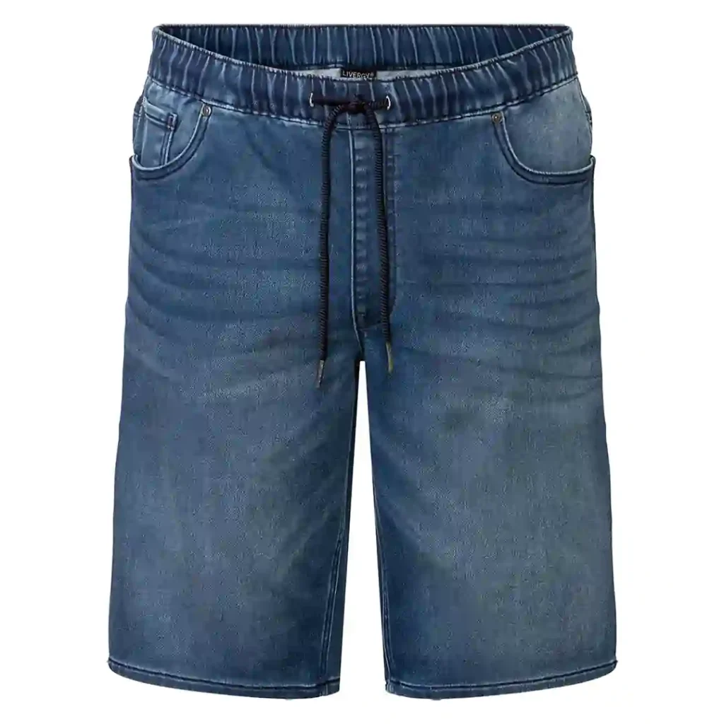 شلوارک مردانه جین کمرکش بندی سورمه ای لیورجی LIVERGY