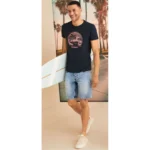 شلوارک مردانه جین کشی آبی یخی لیورجی LIVERGY