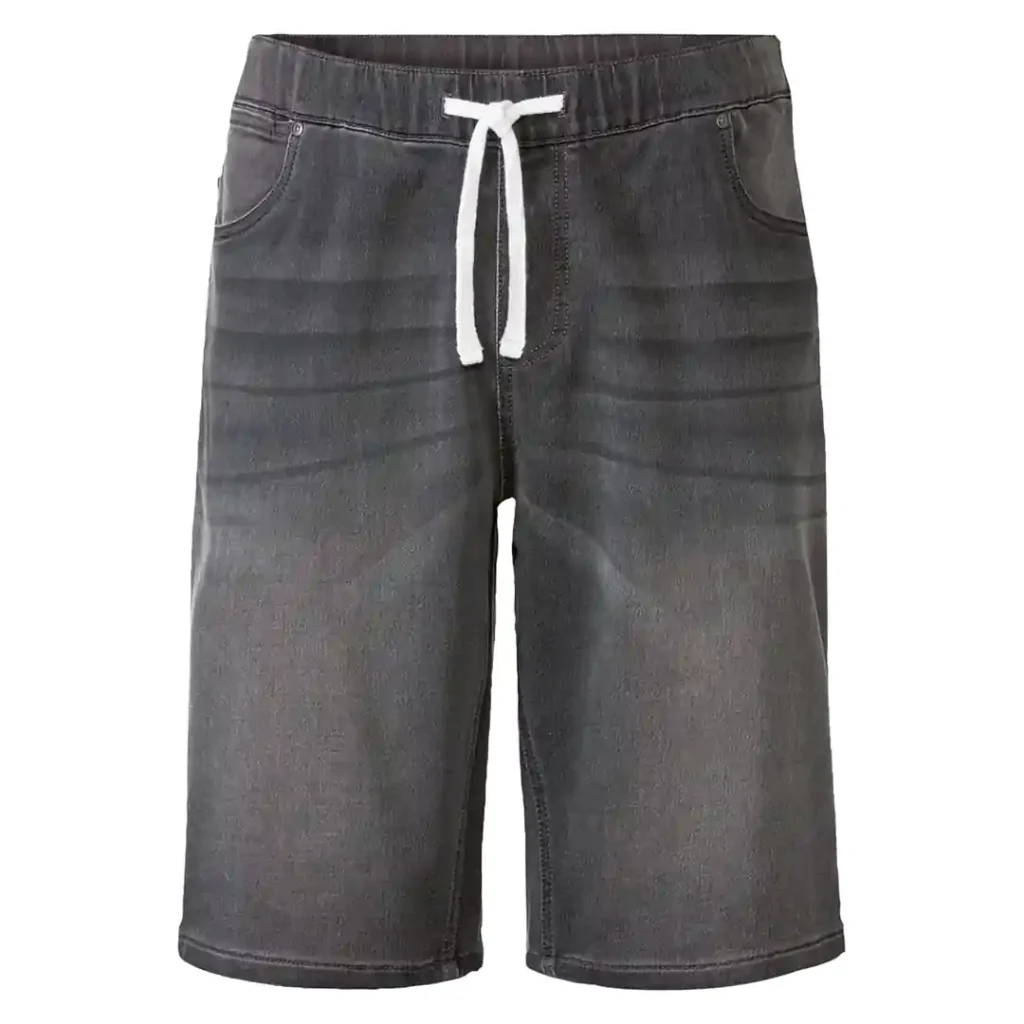 شلوارک مردانه جین کمرکشی بند سفید طوسی لیورجی LIVERGY