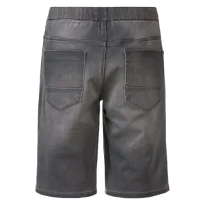 شلوارک مردانه جین کمرکشی بند سفید طوسی لیورجی LIVERGY