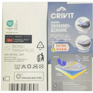 دستکش اسکی بچگانه ضد آب داخل پلار سورمه ای پسرانه دخترانه سایز 8 تا 14 سال کریویت crivit آلمان 427326
